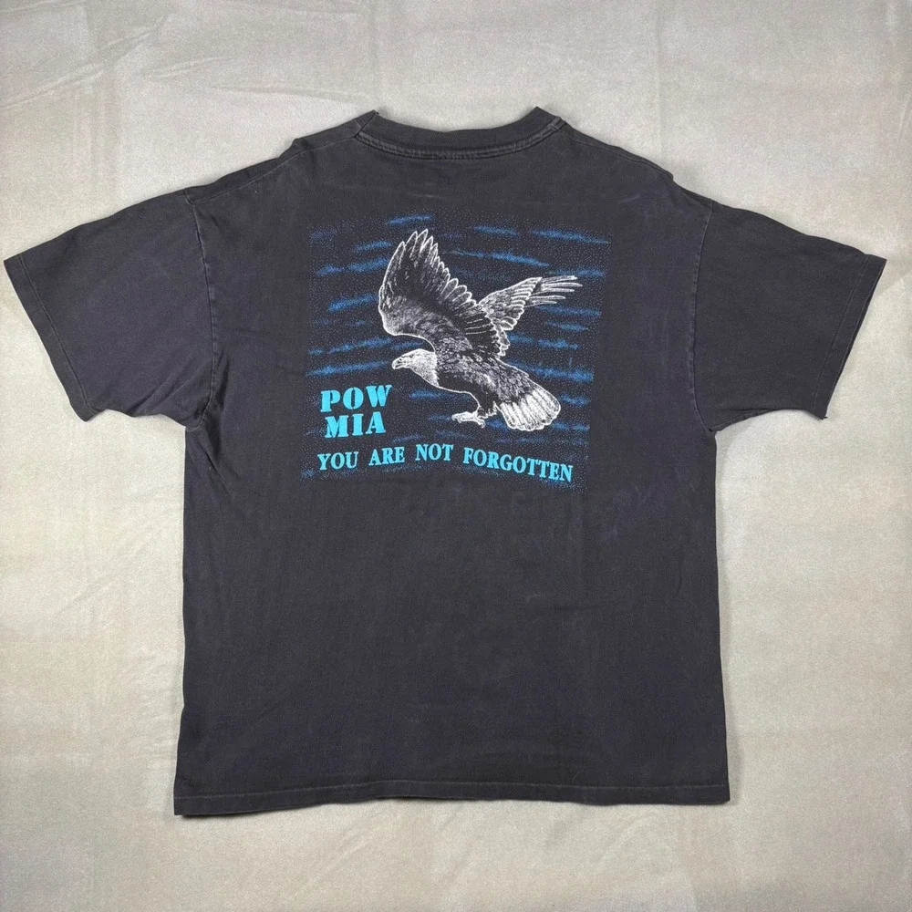 Vintage Hanes Beefy-T Vietnam Veterans Memorial POW MIA T-Shirt Black XL SS